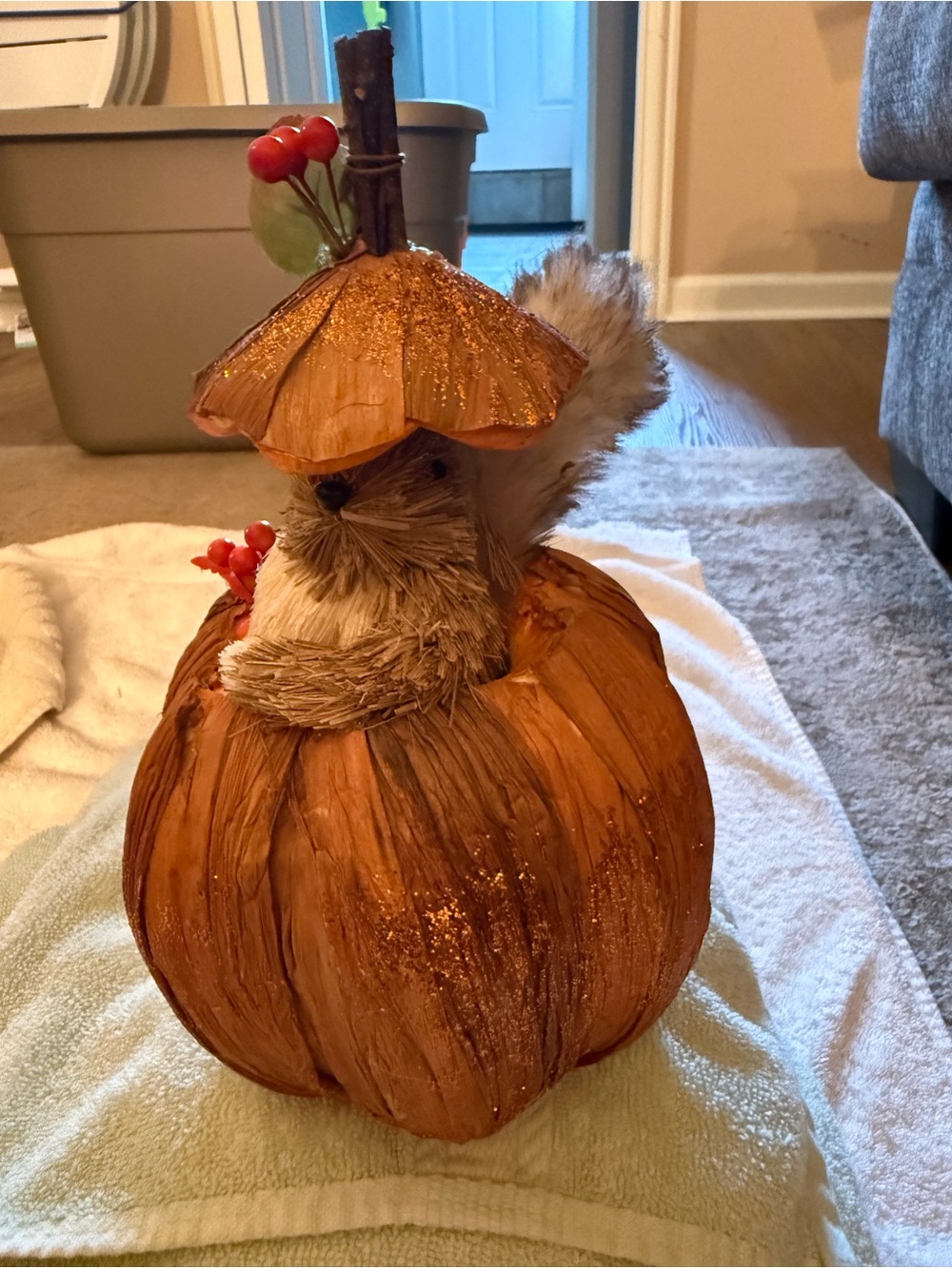 Pier 1 Woodland Pumpkin Squirrel Decoration